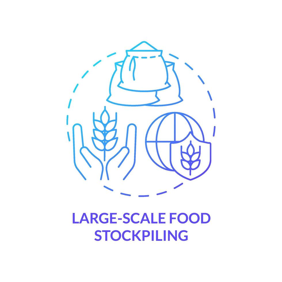 Large scale food stockpiling blue gradient concept icon. Products storage. Food security approaches abstract idea thin line illustration. Isolated outline drawing. vector