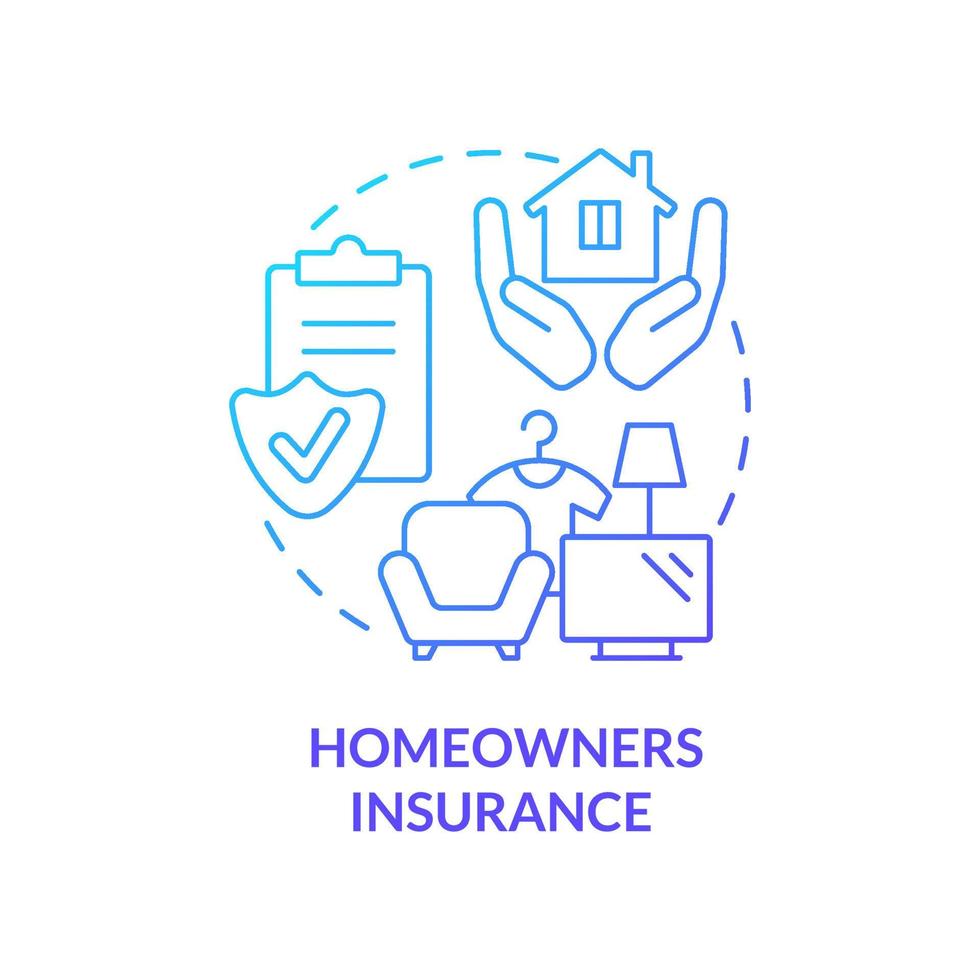 Homeowners insurance blue gradient concept icon. House protection. Type of property financial protection abstract idea thin line illustration. Isolated outline drawing. vector