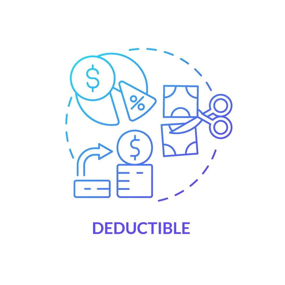 Deductible blue gradient concept icon. Coverage payment before claim. Insurance program component abstract idea thin line illustration. Isolated outline drawing. vector