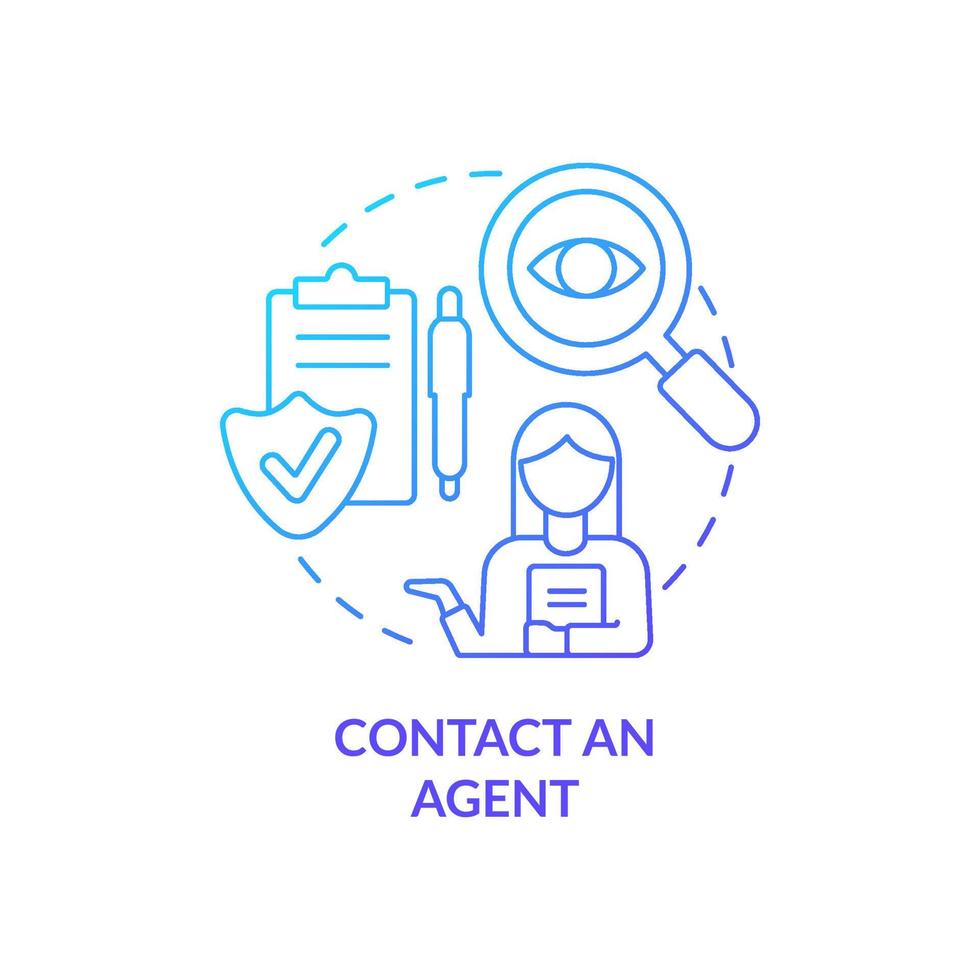 Contact agent blue gradient concept icon. Coverage customer service. Applying for insurance way abstract idea thin line illustration. Isolated outline drawing. vector