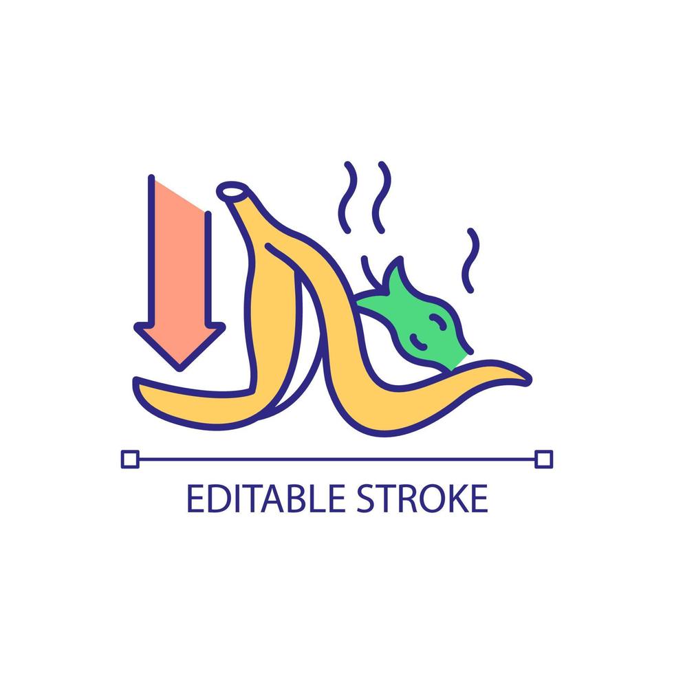 Reduce food waste RGB color icon. Responsive consumption of nutrient product. Organic garbage recycle. Isolated vector illustration. Simple filled line drawing. Editable stroke.