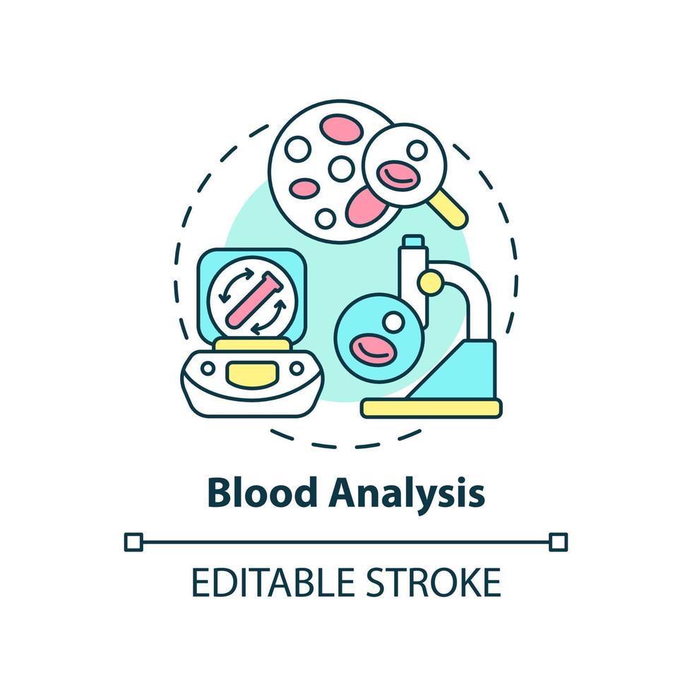 Blood analysis concept icon. Patient testing service. Diagnostic services abstract idea thin line illustration. Isolated outline drawing. Editable stroke. vector