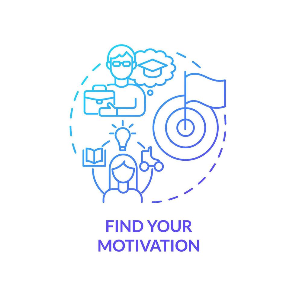 Find your motivation blue gradient concept icon. Personal interests. Adopting lifelong learning abstract idea thin line illustration. Isolated outline drawing. vector