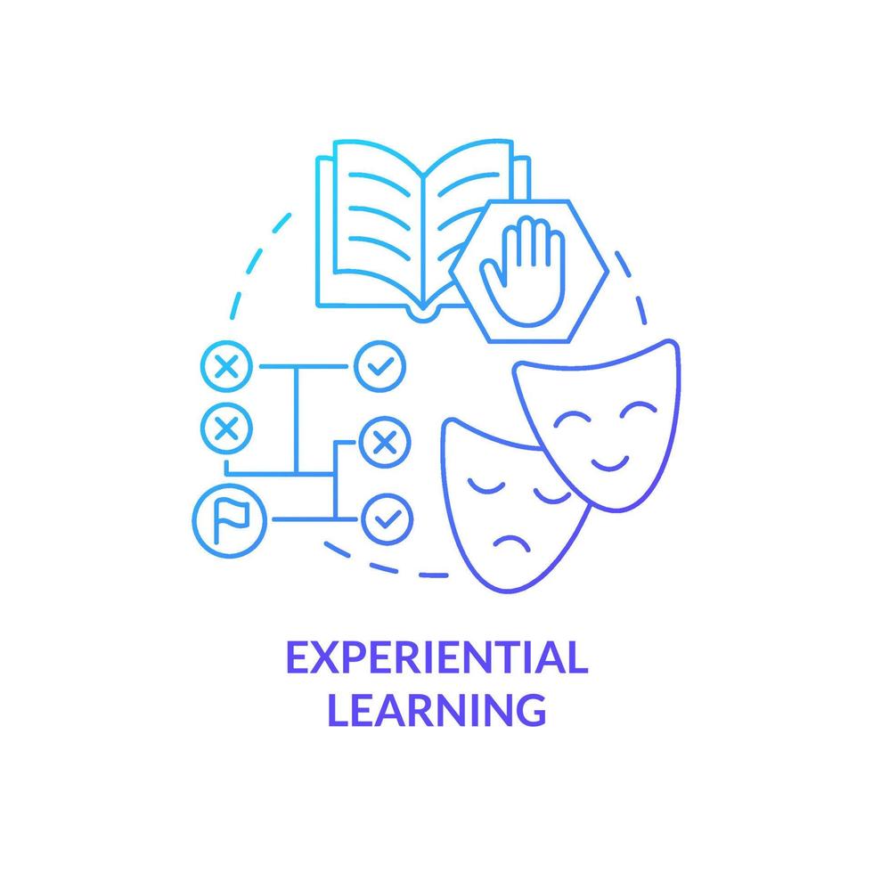 Experiential learning blue gradient concept icon. Lifelong learning. Adult education theories and forms abstract idea thin line illustration. Isolated outline drawing. vector
