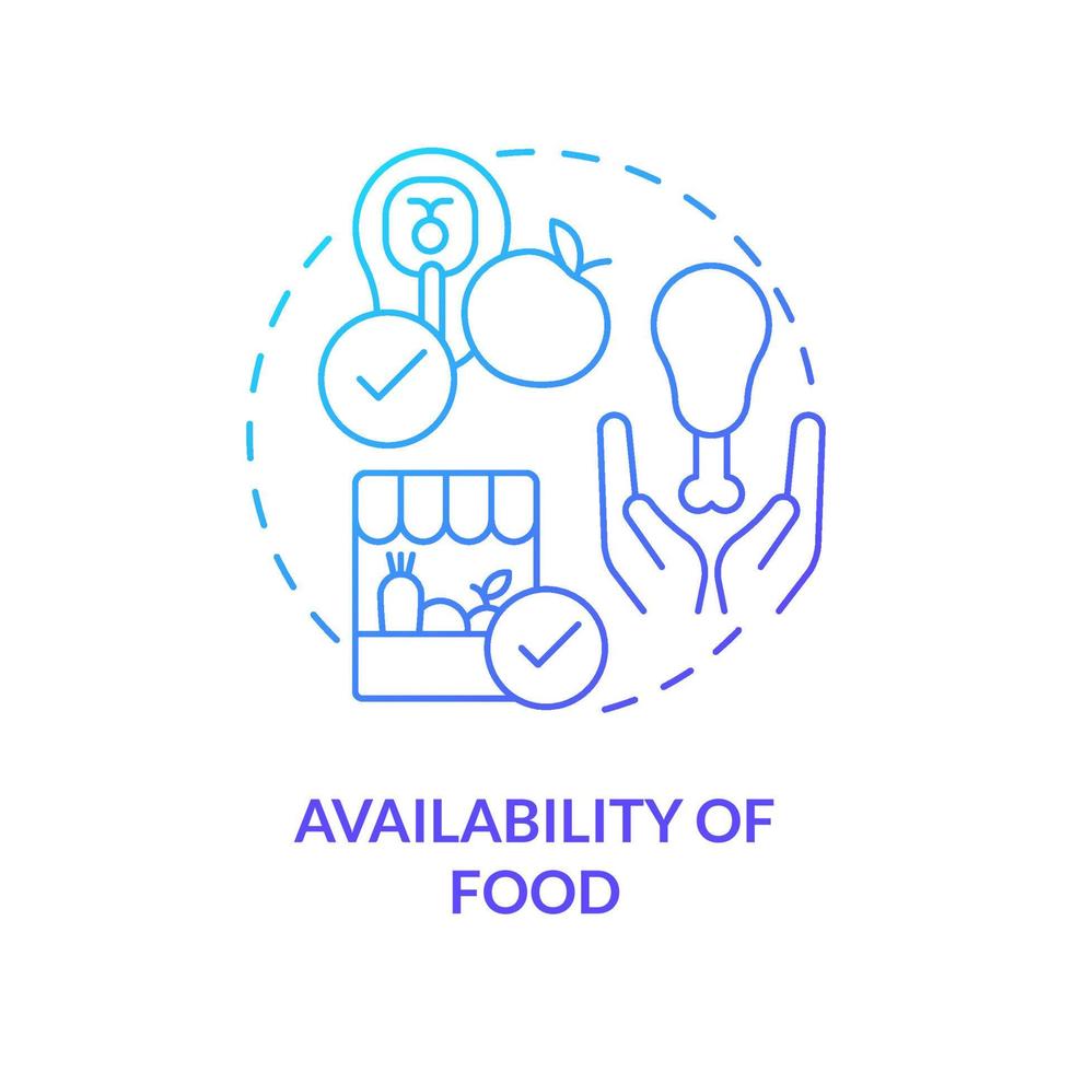 Availability of food blue gradient concept icon. Products supply. Food security basic definitions abstract idea thin line illustration. Isolated outline drawing. vector