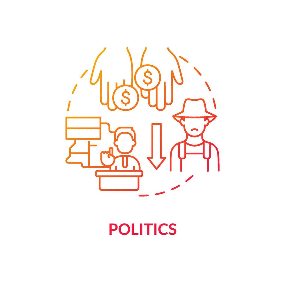 Politics red gradient concept icon. Lack of federal support. Challenges to achieving food security abstract idea thin line illustration. Isolated outline drawing. vector