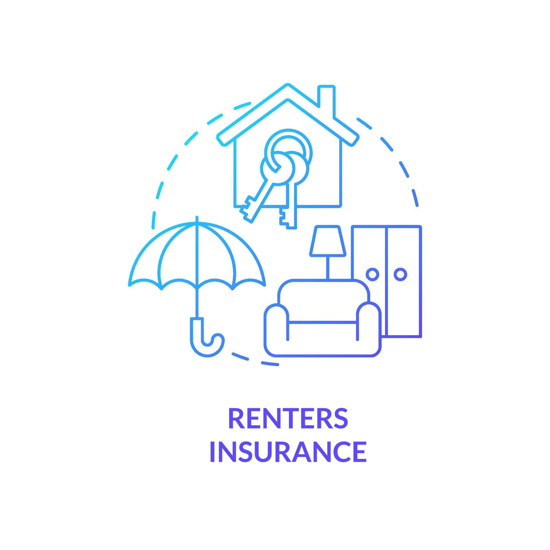 Renters insurance blue gradient concept icon. Real estate safety. Type