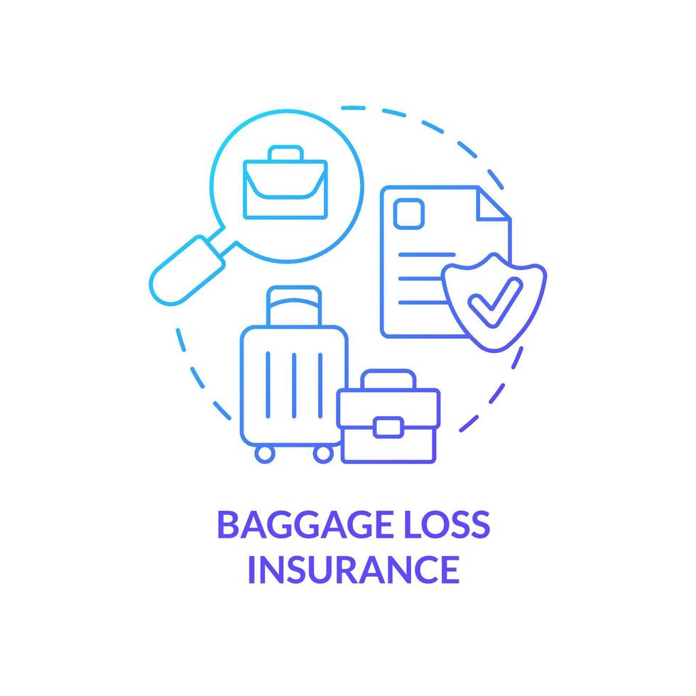 Baggage loss insurance blue gradient concept icon. Luggage safety. Travel accident financial coverage abstract idea thin line illustration. Isolated outline drawing. vector