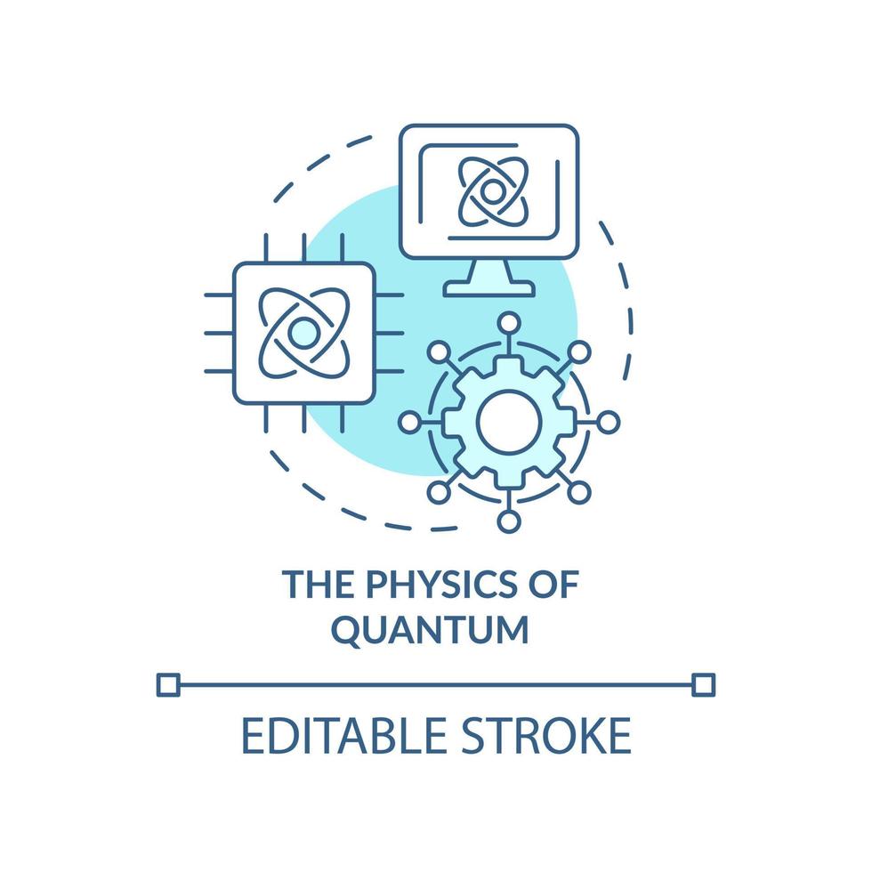 Physics of quantum turquoise concept icon. Processing information. Tech macro trends abstract idea thin line illustration. Isolated outline drawing. Editable stroke. vector