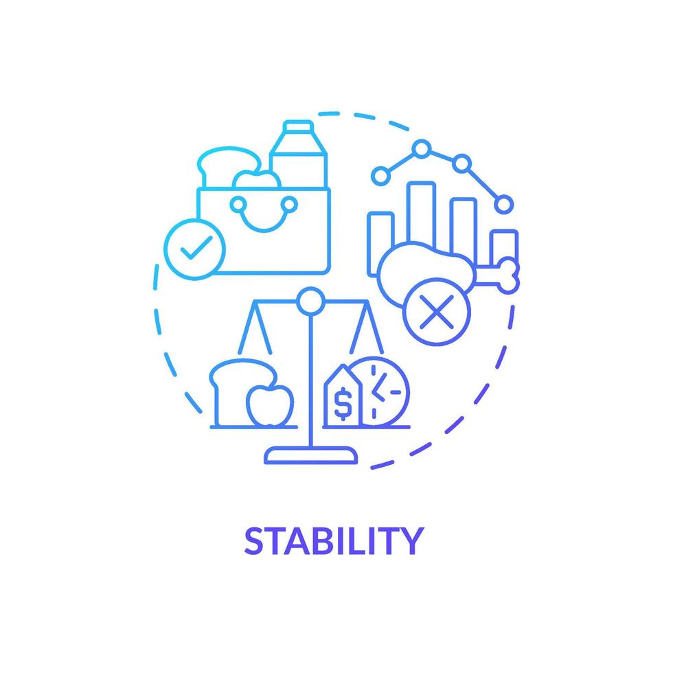 Stability blue gradient concept icon. Constant availability. Food security basic definitions abstract idea thin line illustration. Isolated outline drawing. vector