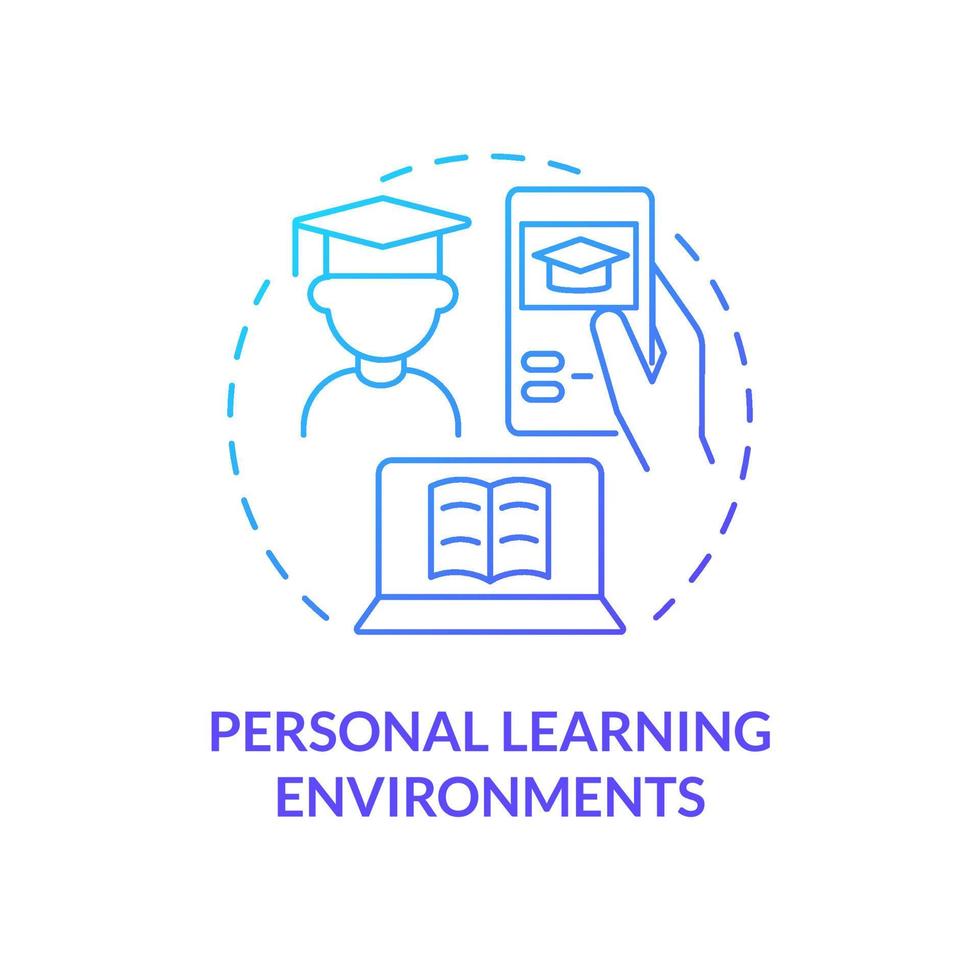 Personal learning environments blue gradient concept icon. Online source. Lifelong learning contexts abstract idea thin line illustration. Isolated outline drawing. vector