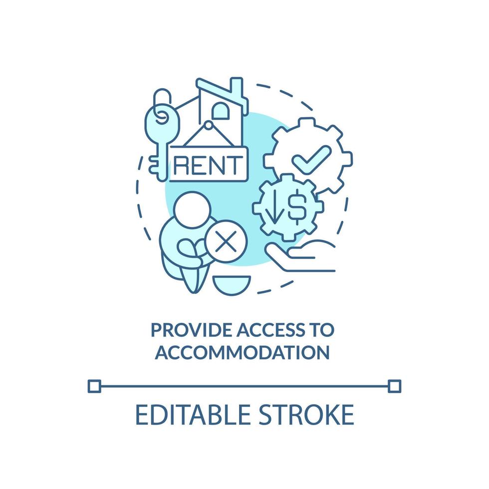 Provide access to accommodation turquoise concept icon. Accessible homes abstract idea thin line illustration. Isolated outline drawing. Editable stroke. vector