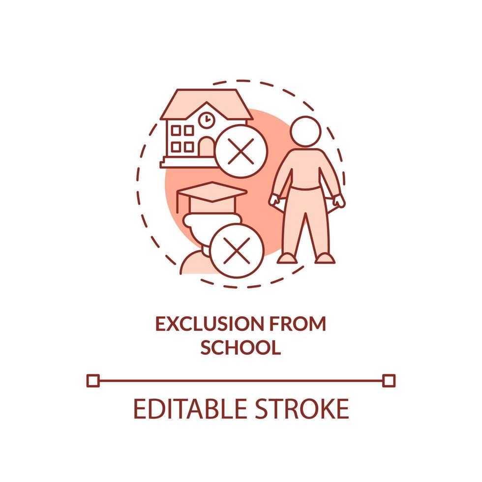 Exclusion from school terracotta concept icon. Unable to pay entrance fees abstract idea thin line illustration. Isolated outline drawing. Editable stroke. vector