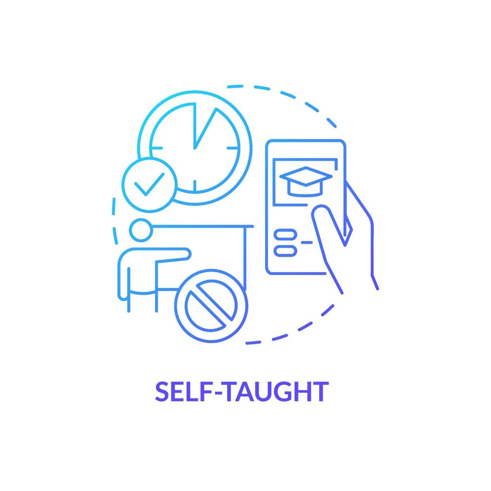 Self taught education blue gradient concept icon. Self study. Lifelong learning characteristics abstract idea thin line illustration. Isolated outline drawing. vector