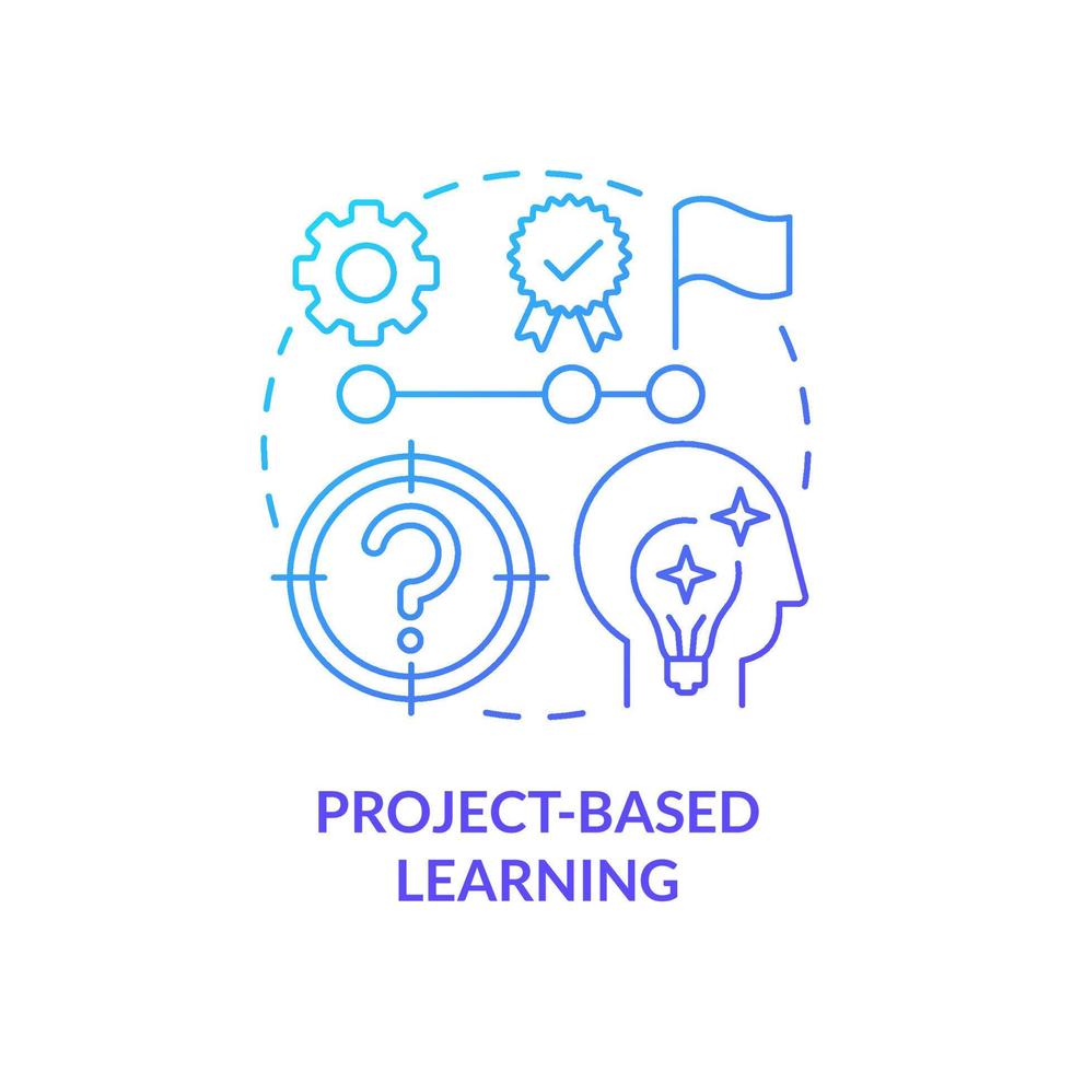 Project based learning blue gradient concept icon. Lifelong learning. Adult education theories and forms abstract idea thin line illustration. Isolated outline drawing. vector