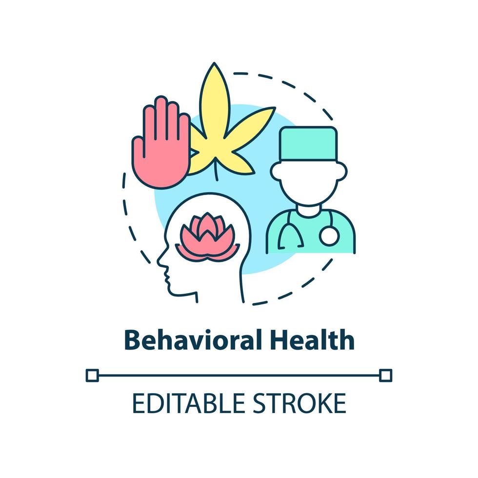 Behavioral health concept icon. Addiction treatment. Medical center service abstract idea thin line illustration. Isolated outline drawing. Editable stroke. vector