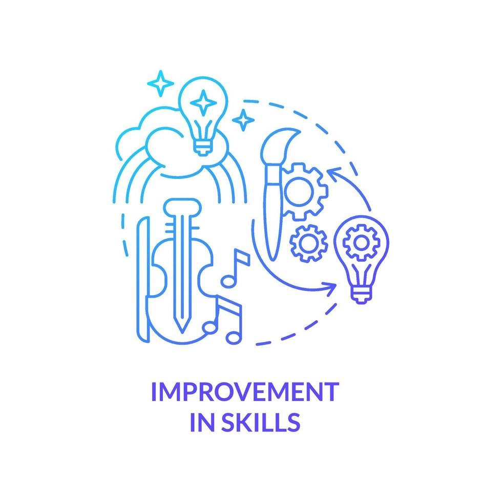 Improvement in skills blue gradient concept icon. Developing abilities. Lifelong education benefits abstract idea thin line illustration. Isolated outline drawing. vector