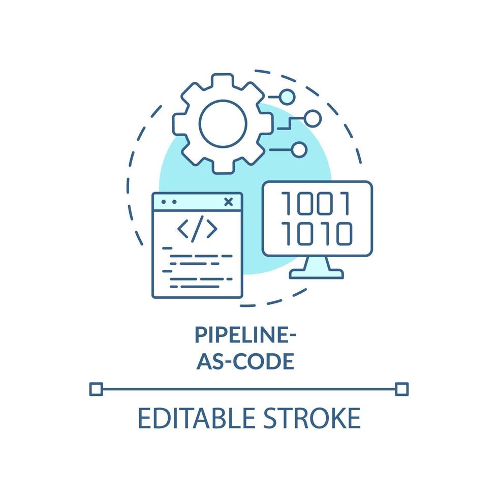 Pipeline-as-code turquoise concept icon. Automation in programming. Tech macro trends abstract idea thin line illustration. Isolated outline drawing. Editable stroke. vector