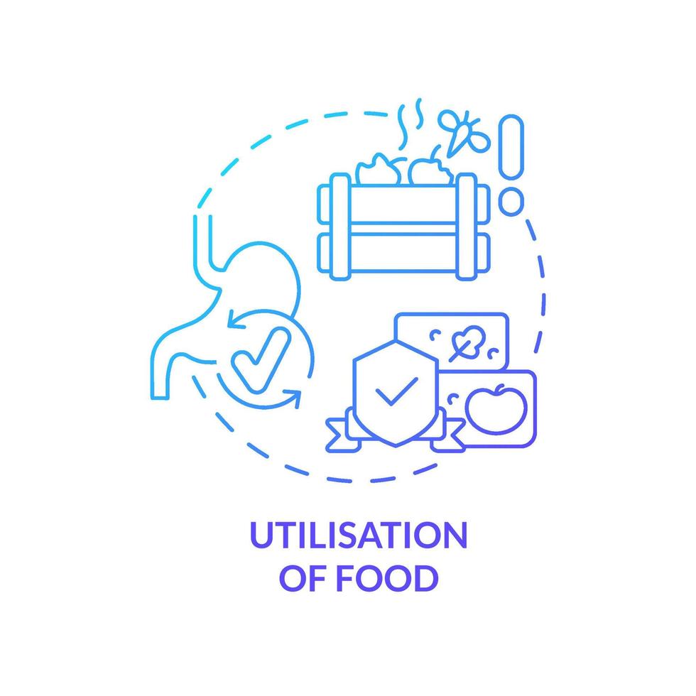 Utilisation of food blue gradient concept icon. Products usage. Food security basic definitions abstract idea thin line illustration. Isolated outline drawing. vector