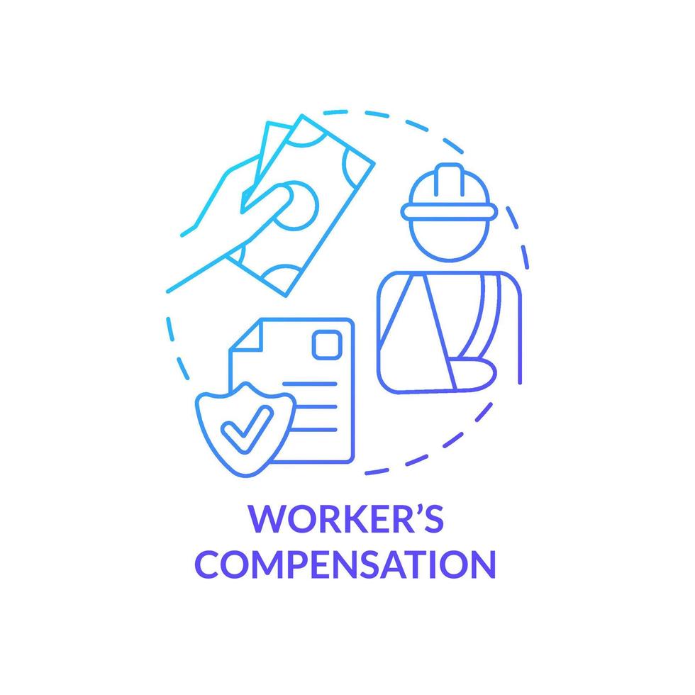 Worker compensation blue gradient concept icon. Employee protection. Federal social insurance includes abstract idea thin line illustration. Isolated outline drawing. vector