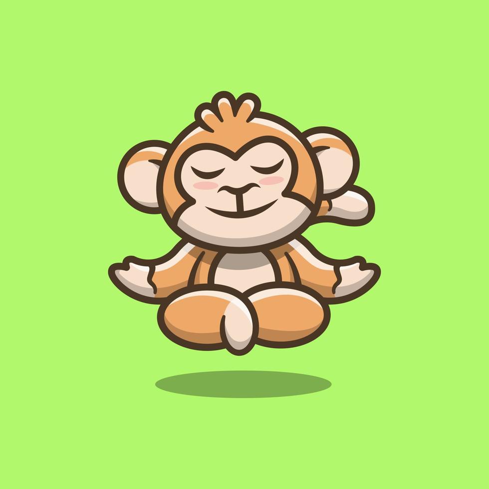ilustración de personaje de yoga de mono lindo vector