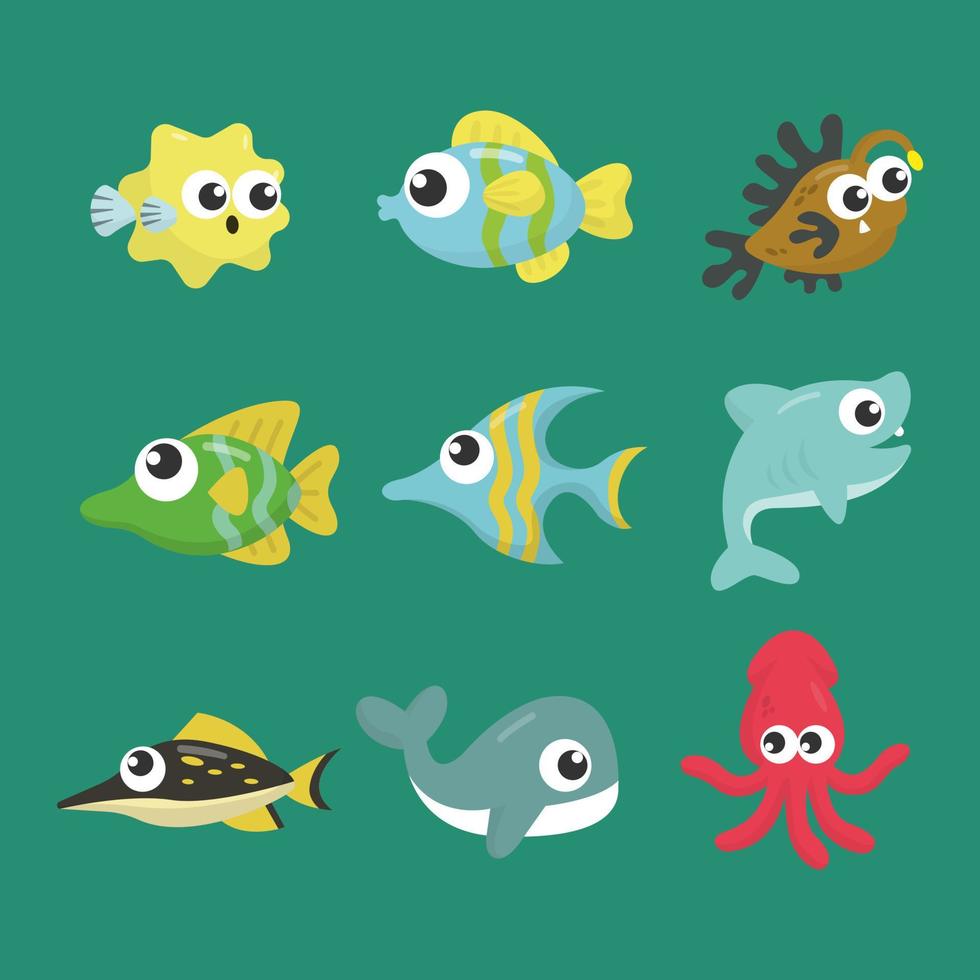 Cute Sea Fish Collection vector