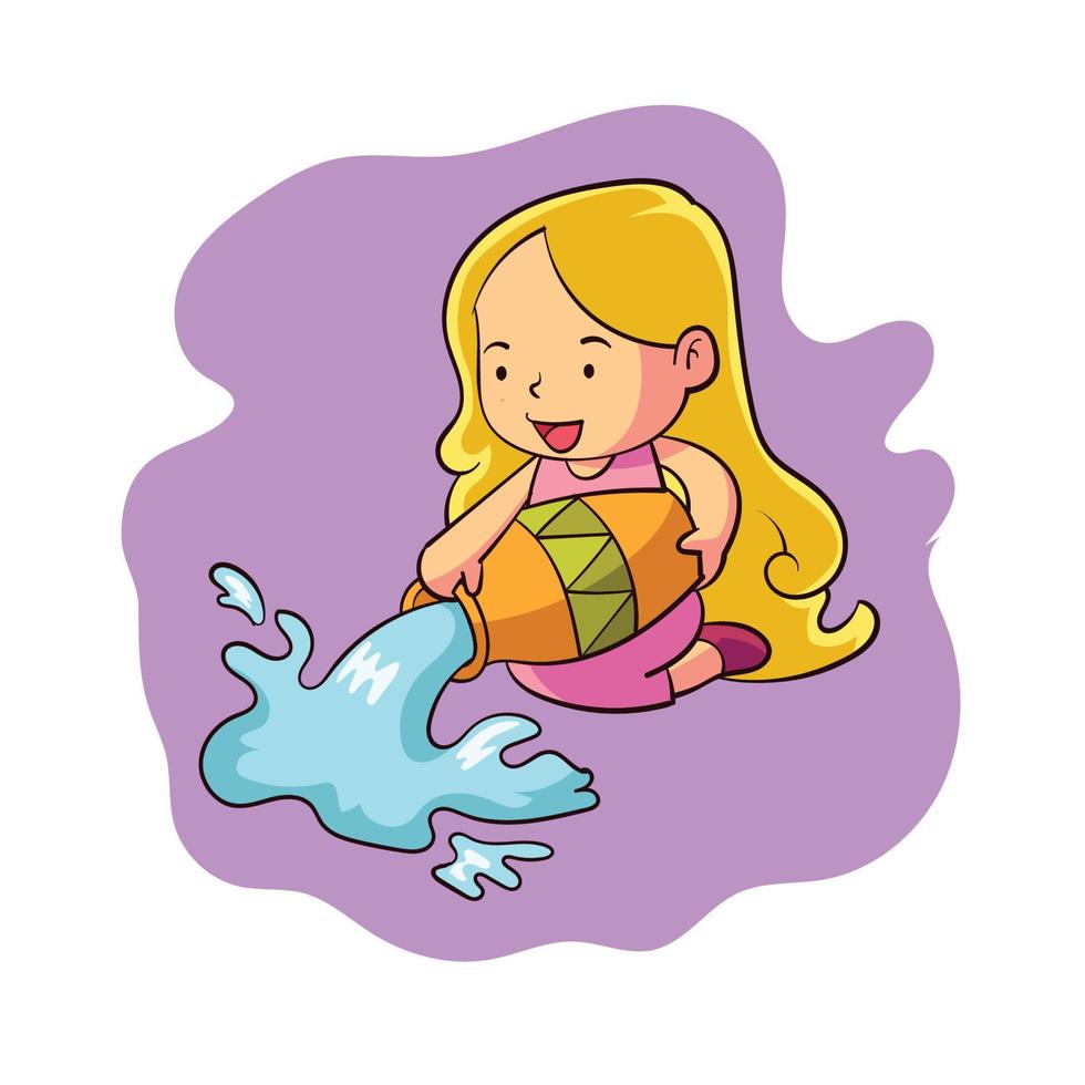 A sweet zodiac aquarius character vector
