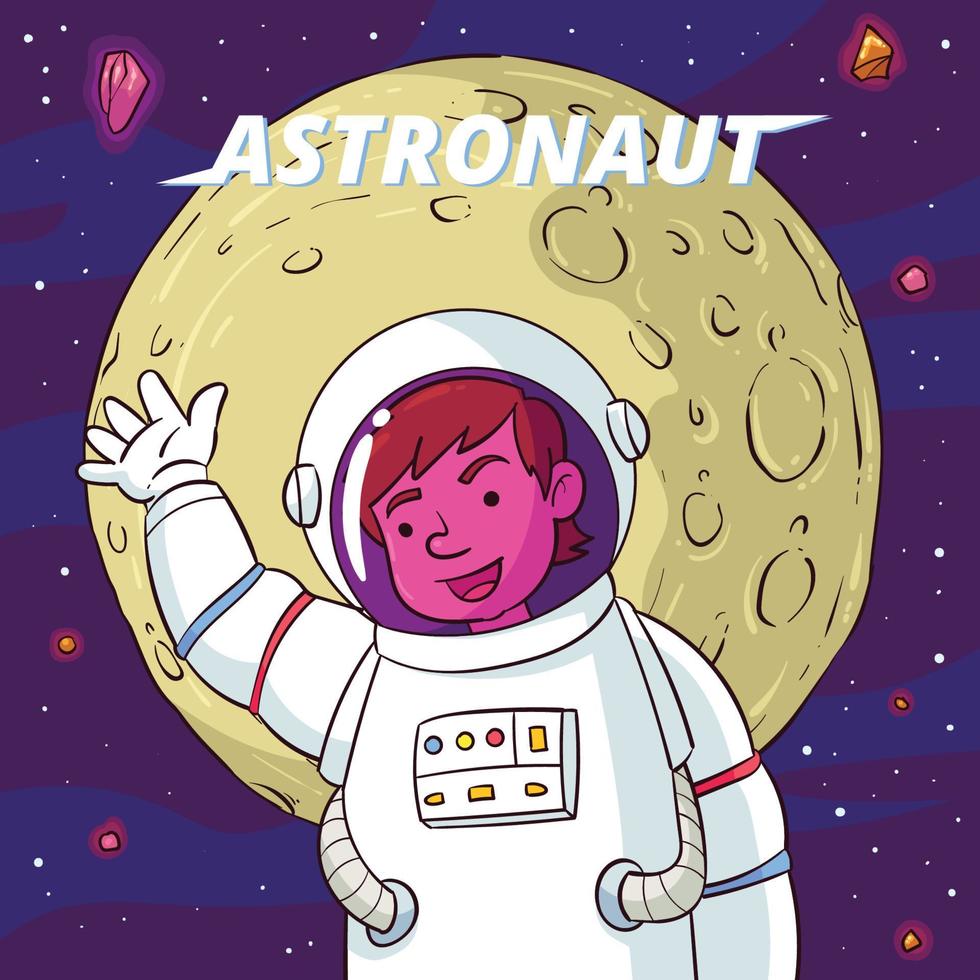 hand drawn astronaut in space vector