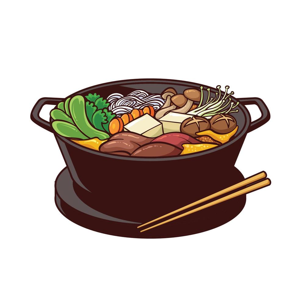 sukiyaki es una comida tipica de japon vector