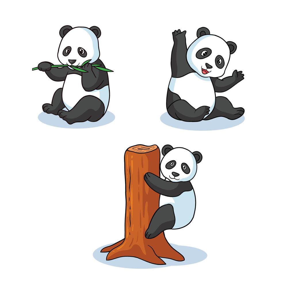 hand drawn baby panda collection vector