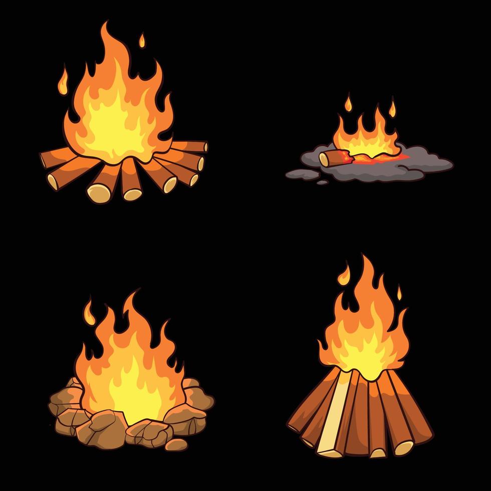 hand drawn bonfire collection 1 vector