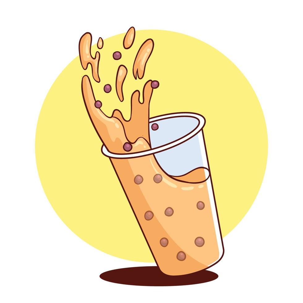 hand drawn bubble tea drink vector