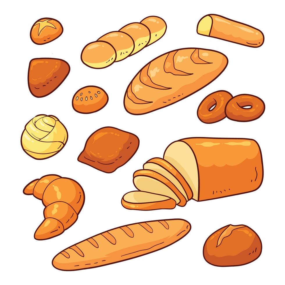 hand drawn bread collection 1 vector