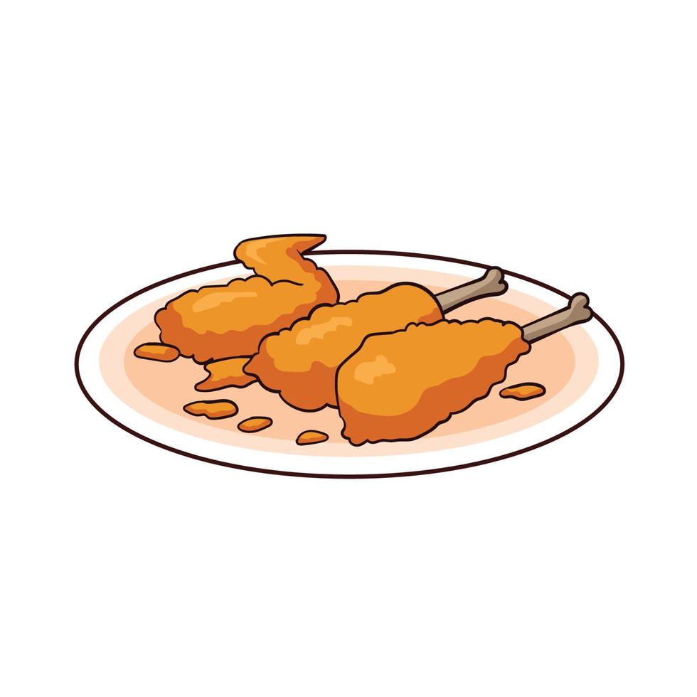 pollo frito crujiente dibujado a mano vector
