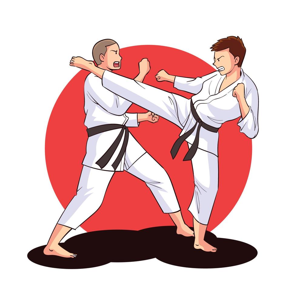 pelea de karate dibujada a mano 1 vector