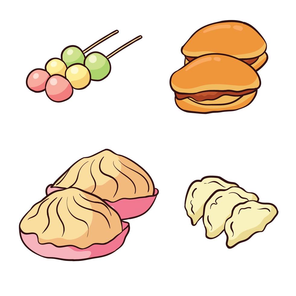 hand drawn japanese street food vector