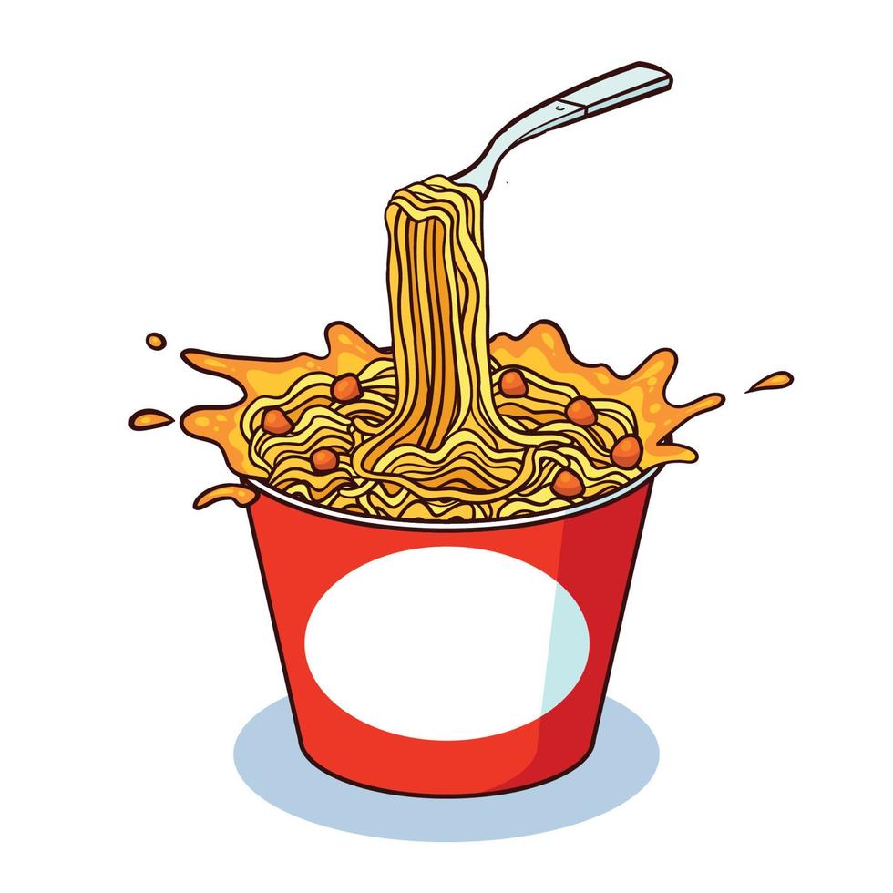 fideos de taza dibujados a mano 1 vector