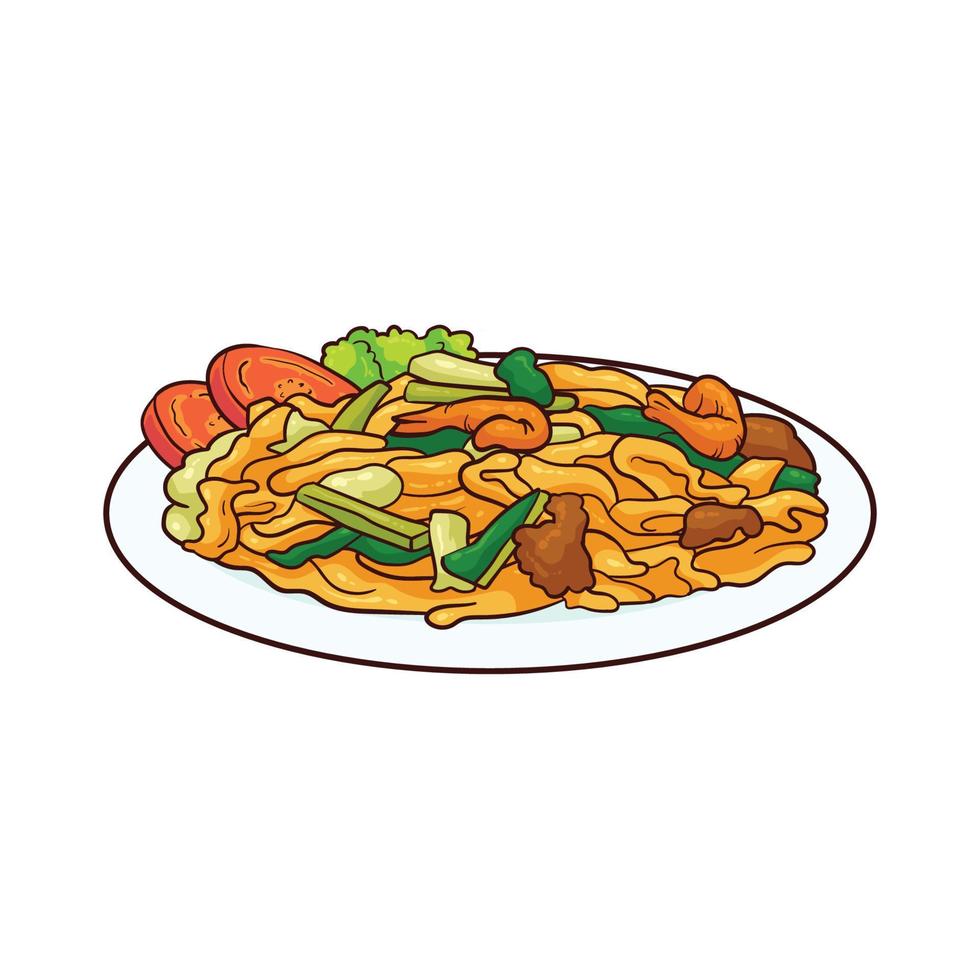 hand drawn kwetiau food 1 vector