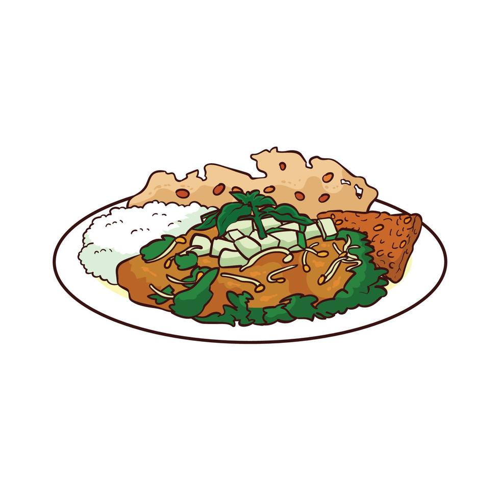 hand drawn pecel food 1 vector