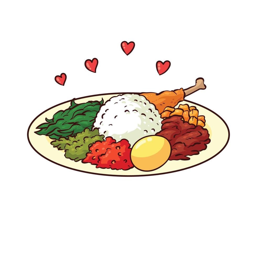 hand drawn nasi padang food vector
