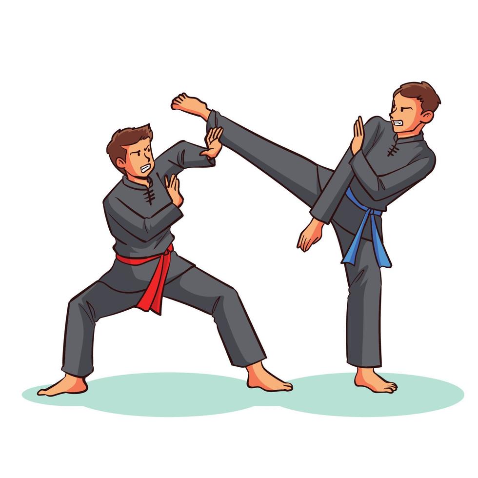 hand drawn pencak silat 1 vector