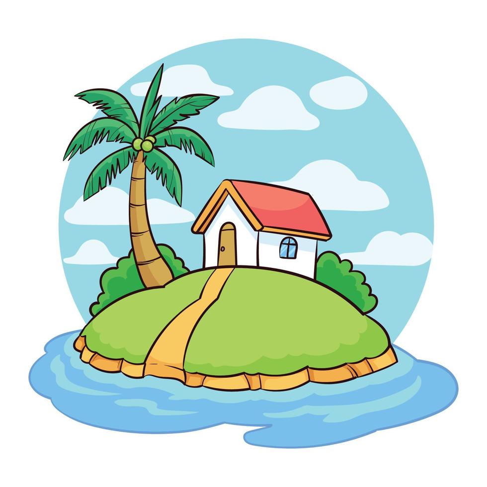 hand drawn small island 1 vector