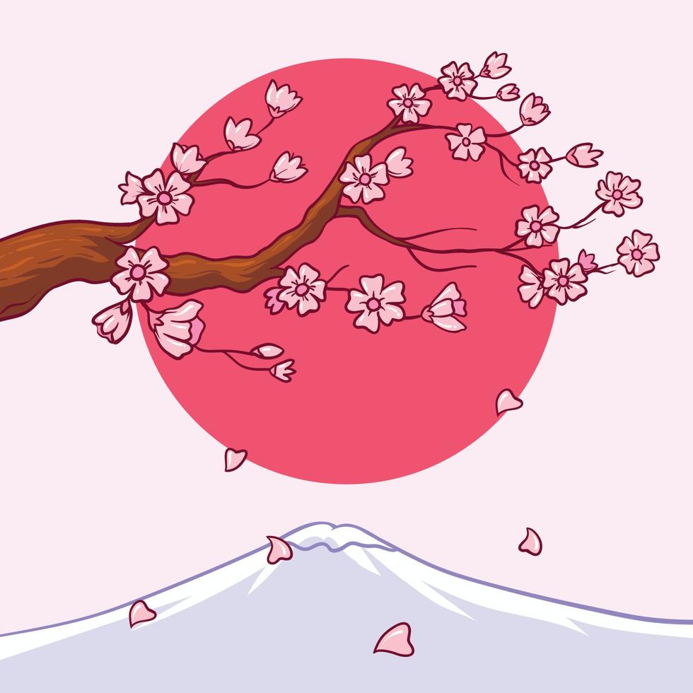hand drawn cherry blossoms in spring vector