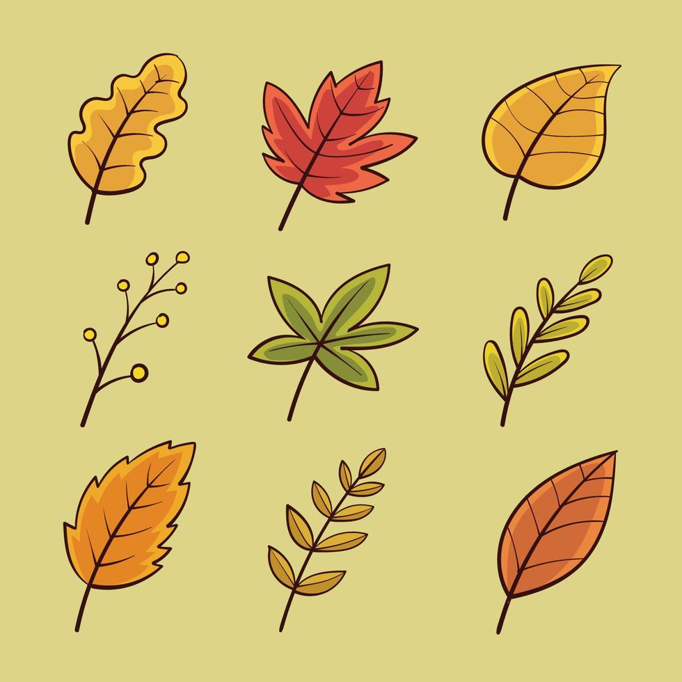 hand drawn autumn leaves collection 2 vector