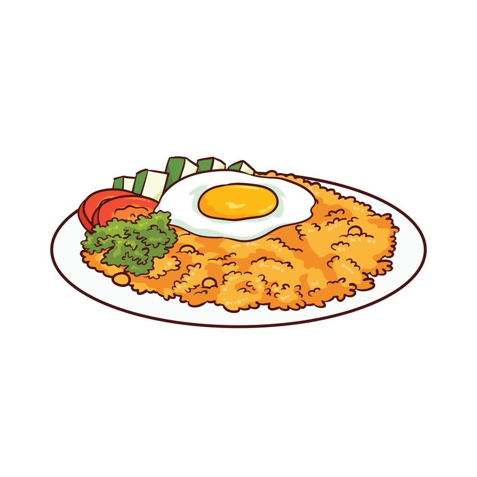 hand drawn fried rice with egg vector