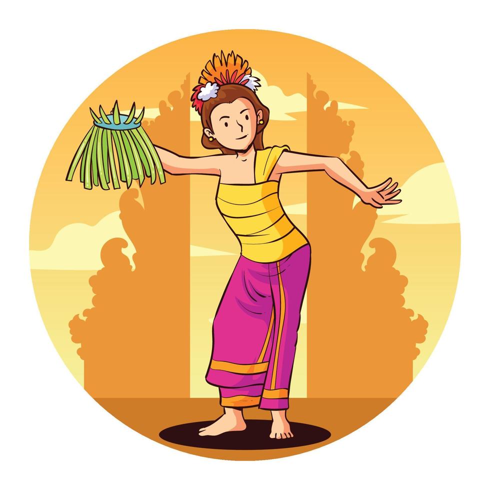 hand drawn bali dance 1 vector