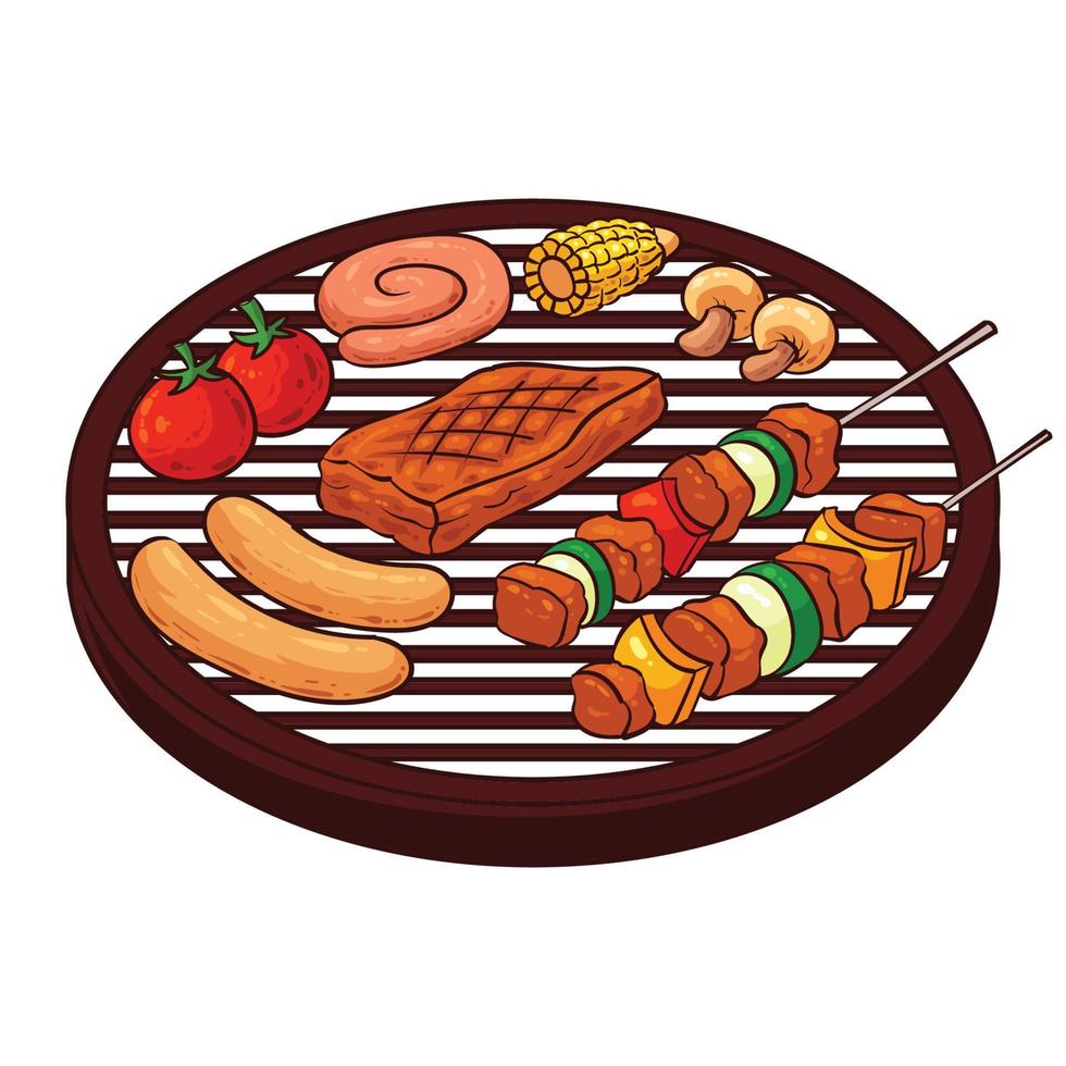 hand drawn barbeque food 2 vector