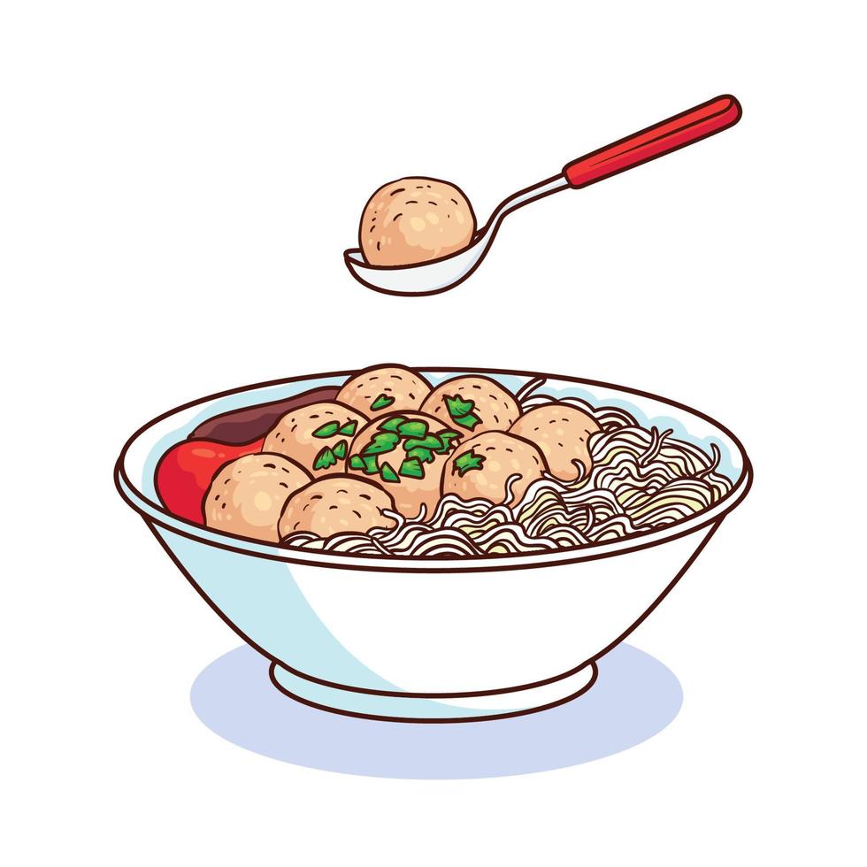 hand drawn bakso food 1 vector