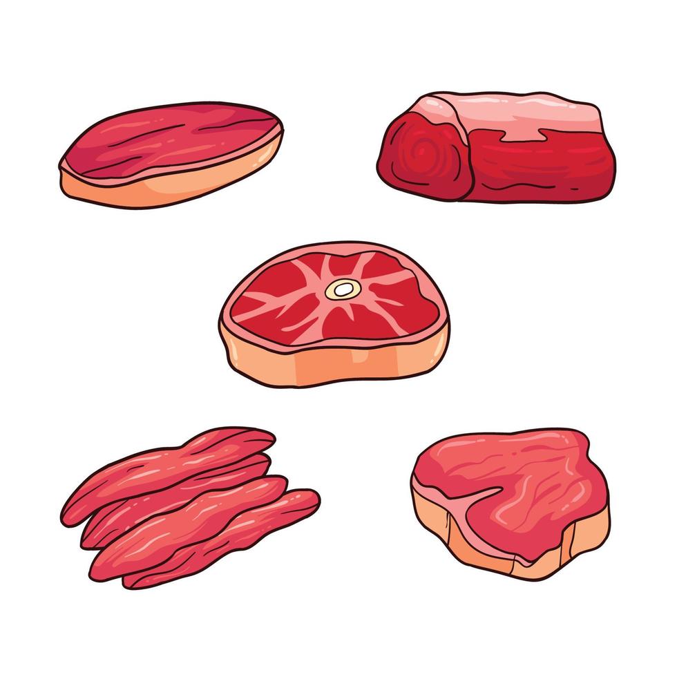 ilustración de carne dibujada a mano 1 vector