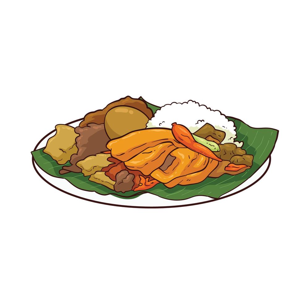 hand drawn gudeg food 1 vector